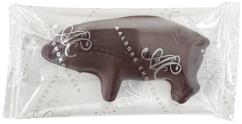 Mini Marcipangris med mørk chokolade 5g Aalborg Chokolade