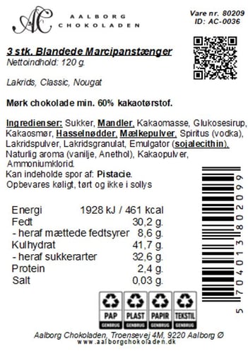 Aalborg Chokoladen Innovativ Marcipanæske 3 stk