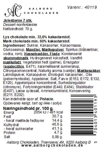 Aalborg Chokoladen Stjerne æsken 7 stk