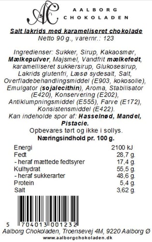 Aalborg Chokoladen Saltlakrids m. Karameliseret Chokolade 90g