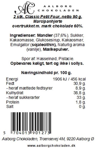 Aalborg Chokoladen Petit Four hjerter 2 stk i æske