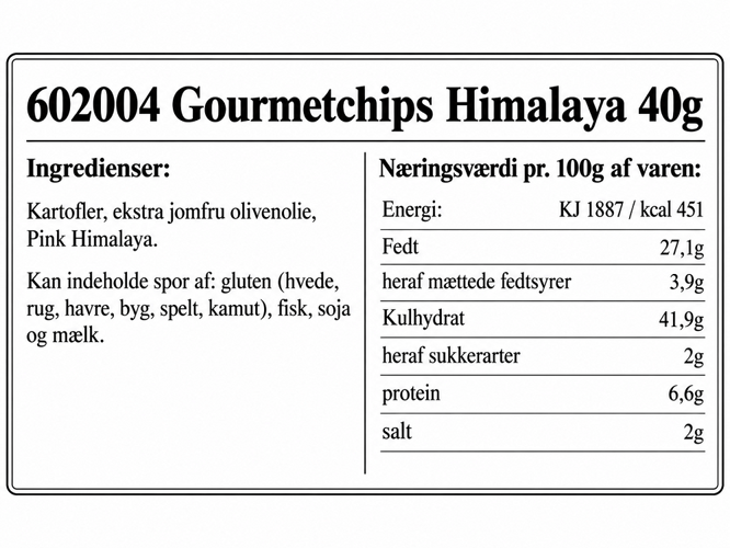 Spanske gourmetchips med Himalayan pink salt 40g