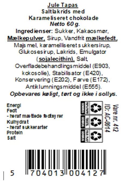 Aalborg Chokoladen Jule Tapas Saltlakrids