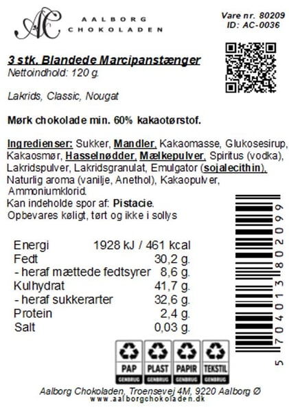 Aalborg Chokoladen Innovativ Marcipanæske 3 stk