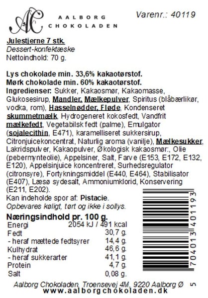 Aalborg Chokoladen Stjerne æsken 7 stk