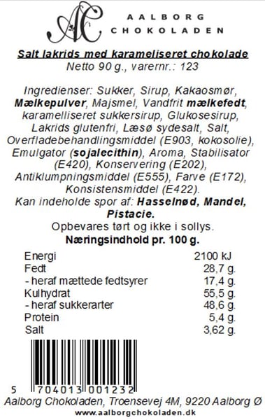 Aalborg Chokoladen Saltlakrids m. Karameliseret Chokolade 90g